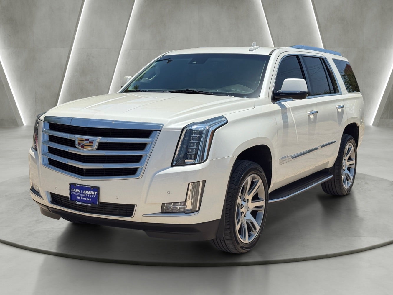 2015 Cadillac Escalade Luxury in White Diamond Tricoat — front three-quarter view